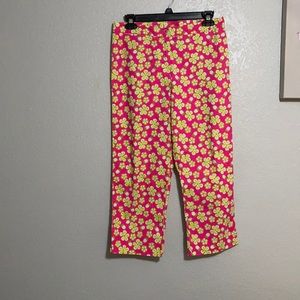 Vintage Lilly Pulitzer pink floral ladybug Capri pants sIze 8p